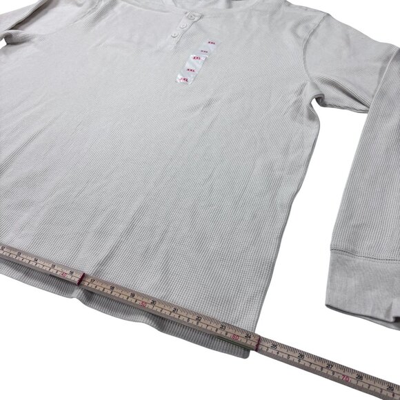 Old Navy Cream Waffle-Knit Henley Shirt XXL 60% Cotton 40% Polyester Long Sleeve - Picture 10 of 11